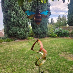 Colorful Bumble Bee Glass & Metal-Spinner & Chime, Length: 28.75 Inch